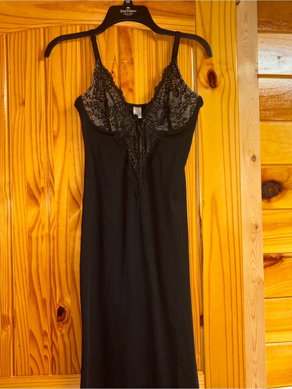 Popilush Black Lace-Trim Maxi Dress